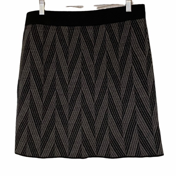 Willi Smith Knit Skirt Chevron Black & Gray Sz Large - Picture 1 of 7